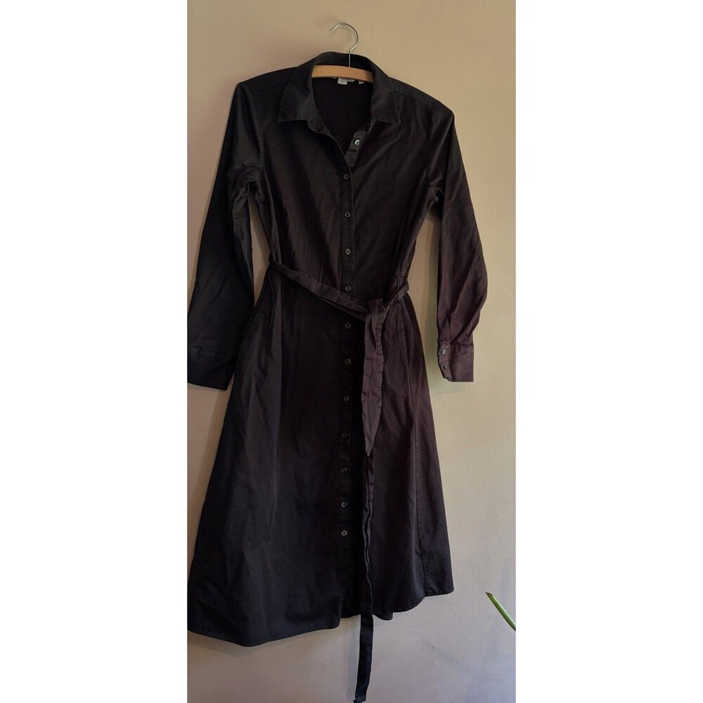 Boden Black Button-Front Midi Shirt Dress
